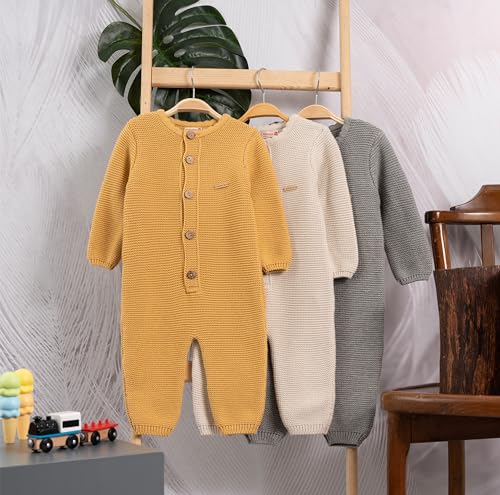 Newborn Baby Boy Girl Romper, One Piece Knitted Long Sleeve Bodysuit Costume (0-12 Months)3