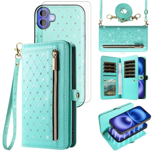 Coque iPhone 16 anti-rayures avec vitre en verre trempé et cordon