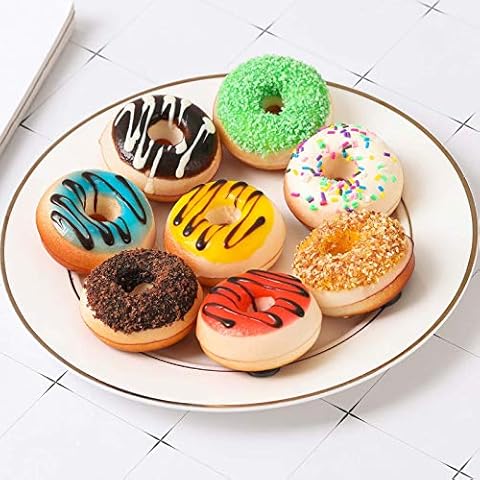 Meena Supplies Set of 6 Real Touch Artificial Mini Donuts - Fake Sweets Cake Bread Doughnut Cover