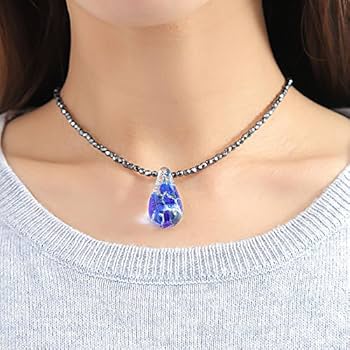 【sunny drop】ハンドメイド ガラス製ペンダント Amazon.co.jp: ガラスのジュエリー 水玉インジゴドロップS
