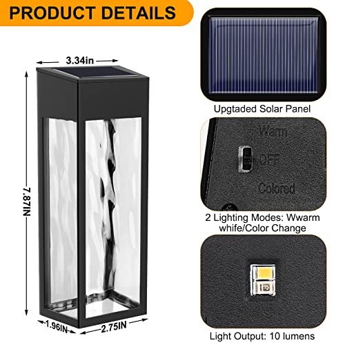 Goodfoever Solar Fence Lights Outdoor, 4 Pack Waterproof Solar Post Accent Light Solar Deck Lights Wall Lights With 2 Lighting Modes,Outdoor Decorative Lighting For Yard,Porch, Patio, Drive Path #TOP2