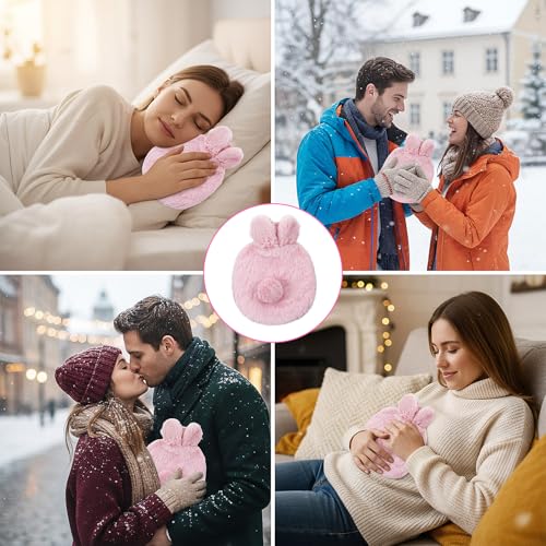 Wärmflasche mit Weichem Bezug Wärmflasche Klein 400ml Mini Wärmflaschen Auslaufsicher Wärmflaschen Bettflasche Flauschig Handwärmer Bezug Wärmflasch Lange Warm Wärmflasch für Kinder Erwachsene