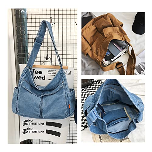 KlaOYer Canvas Messenger Bag Large Hobo Bag Crossbody Shoulder Bag Tote Bag with Pocket for Women and Men3