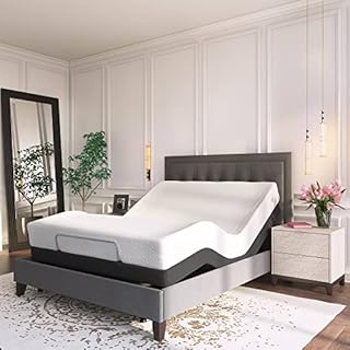 SunsGrove Motorized Upholstered Adjustable Bed Base with Wireless Remote, Head and Foot Incline, Memory Pre-Sets, Anti-Snore, Zero Gravity, Adjustable Leg Heights Bed Frame, Twin XL, Split King