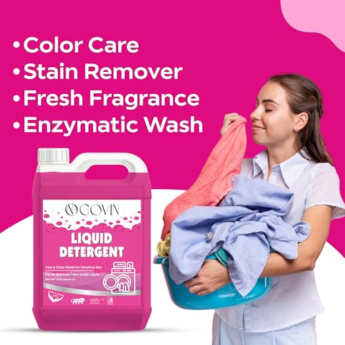 Image of GOVIN WASH Detergent Liquid for Washing Machine blue and pink combo pack of -2.