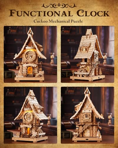 image for ROKR 3D Wooden Puzzles for Adults,Wooden Cuckoo Clock Model kit,435 Pi