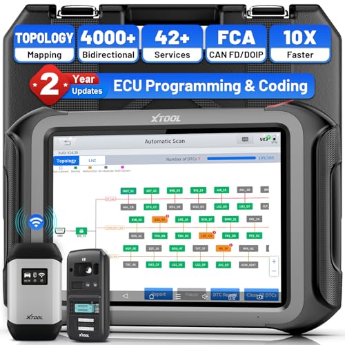 XTOOL X100 MAX Bidirectional Scan Tool with ECU Programming and Coding, Wireless Automotive Diagnostic Tool with Topology Map and [KC501 Adapter $600 Kit], 42+ Resets, FCA/CAN FD/DoIP, 2-Year Updates