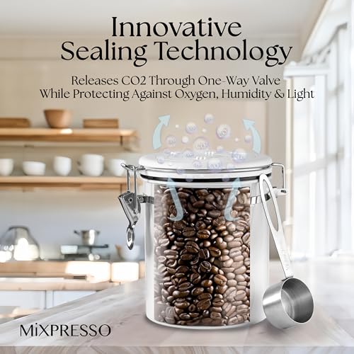 Contenedor de café Mixpresso hermético blanco que mantiene el aroma 5