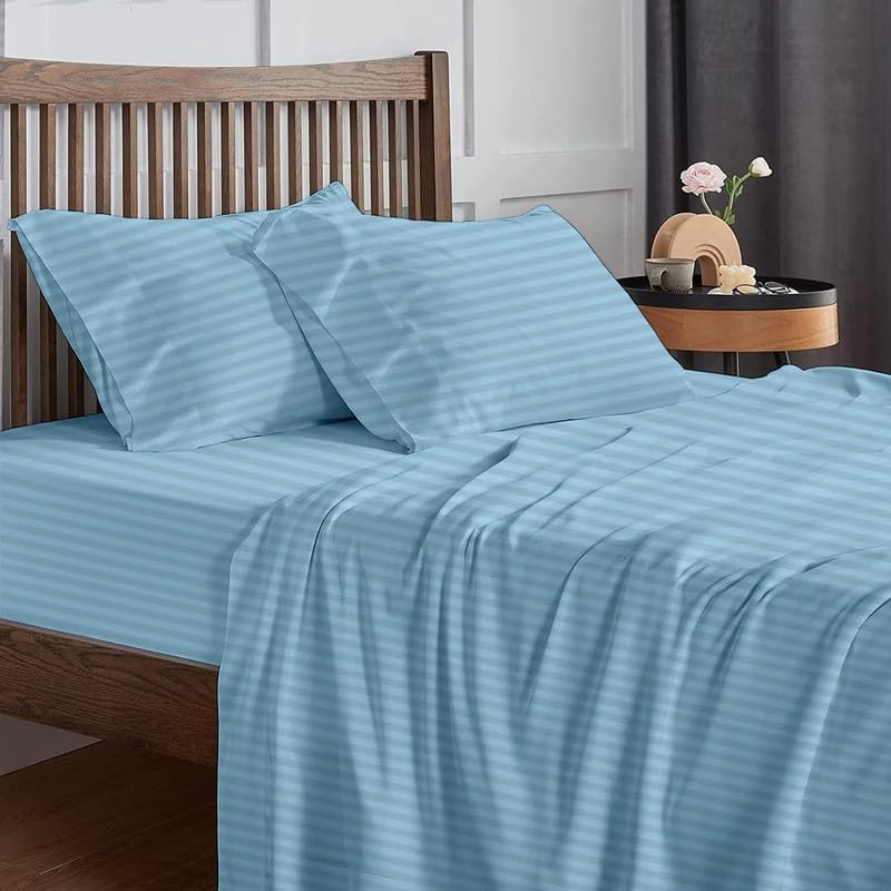 Miniatura 3 de Juego de sábanas de algodón egipcio de 600 hilos para caravanas, sábanas transpirables y refrescantes con bolsillo profundo de 15 pulgadas, tamaño