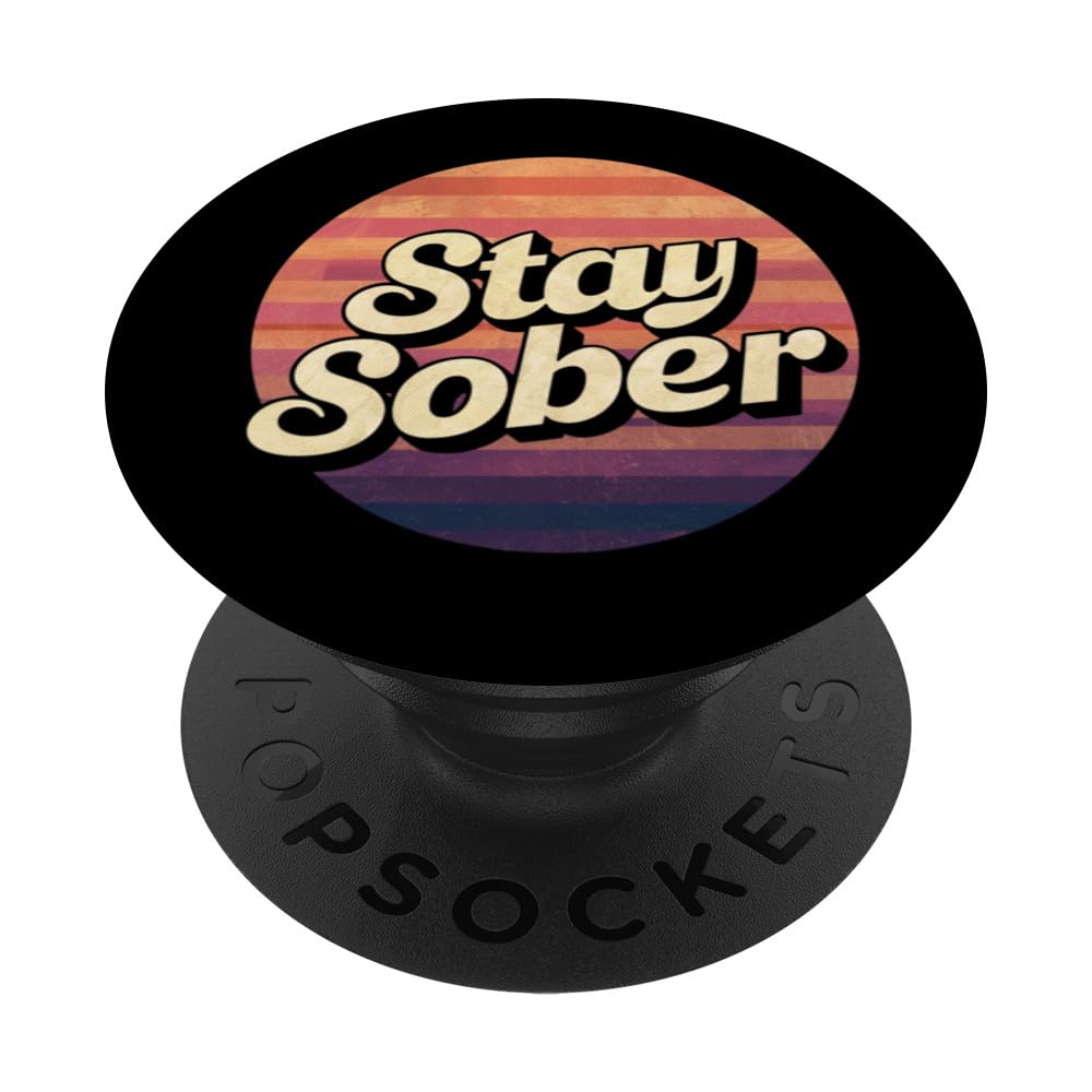 Stay Sober Sobriety Token Staying Sober Inspirational PopSockets Swappable PopGrip, Black