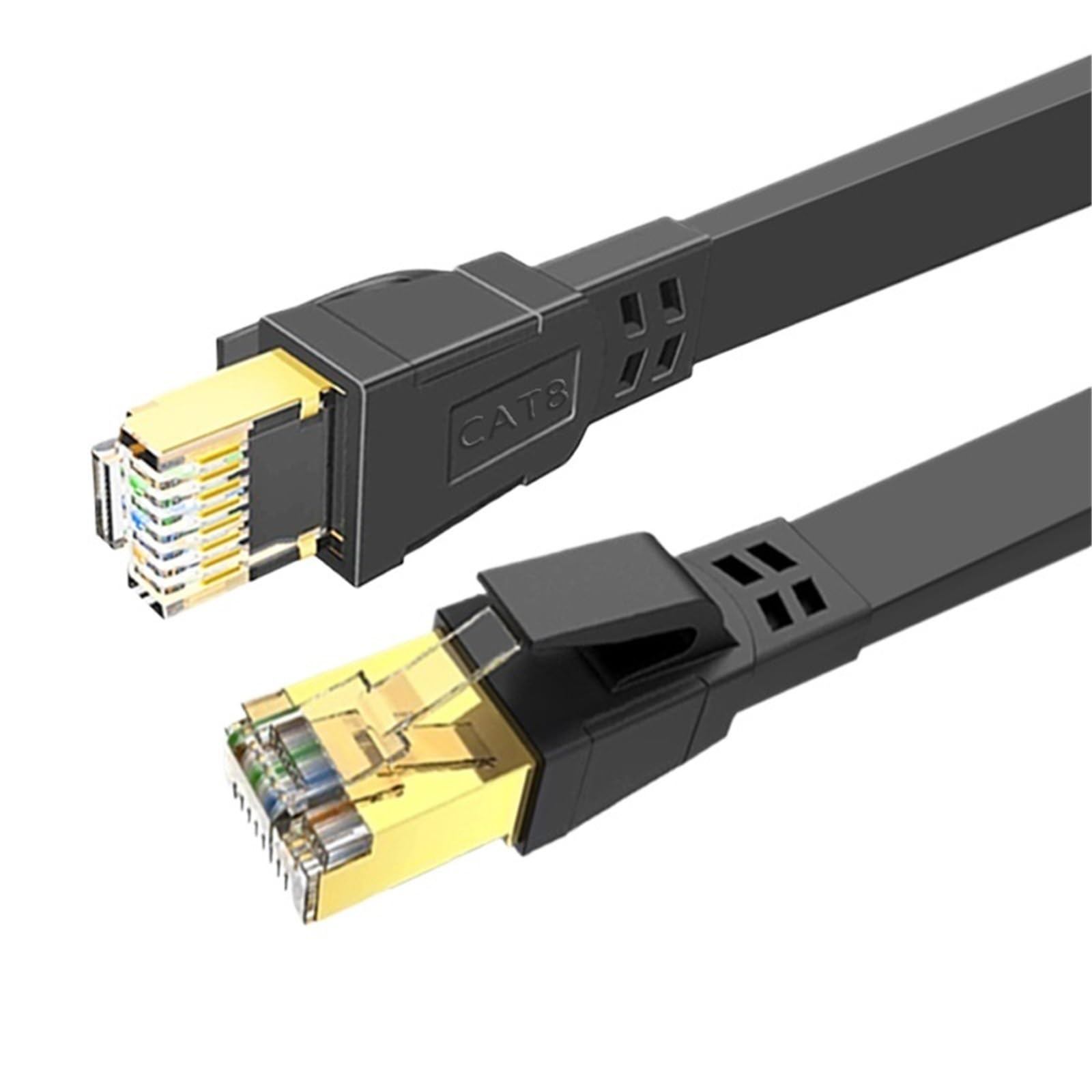 Kabel Ethernet Cat 8, 5M, 10M, 15M, 20M, 30M, 40 Gbps, 2000MHz, kabel sieciowy internetowy Rj45, szybki, ekranowany kabel krosowy, Lan Cat8 (Black-Cat 8 Flat,5)