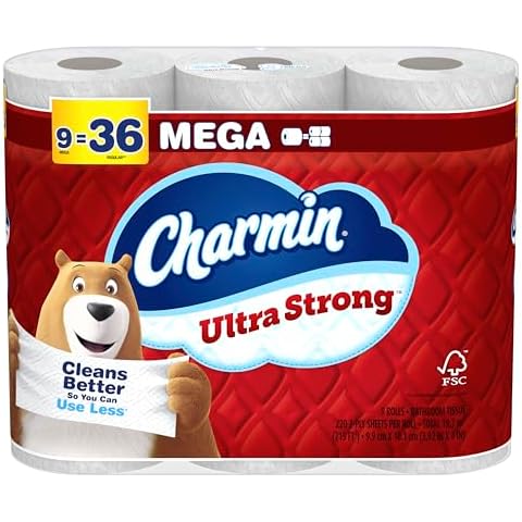 Charmin Ultra Strong Toilet Paper 9 Mega Rolls, 220 Sheets Per Roll Cover