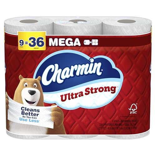 Charmin Ultra Strong Toilet Paper 9 Mega Rolls, 220 Sheets Per Roll