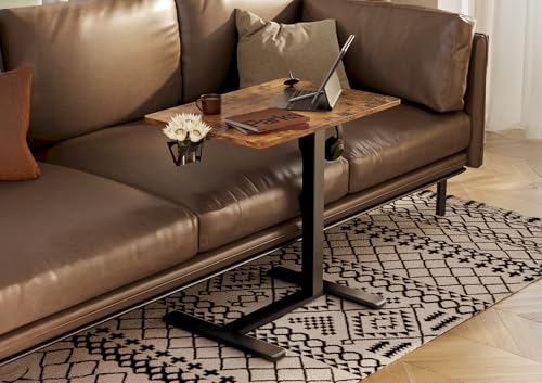 Image of Claiks Mobile Rolling Desk Small Portable Laptop Cart Bedside, 28 inch Brown