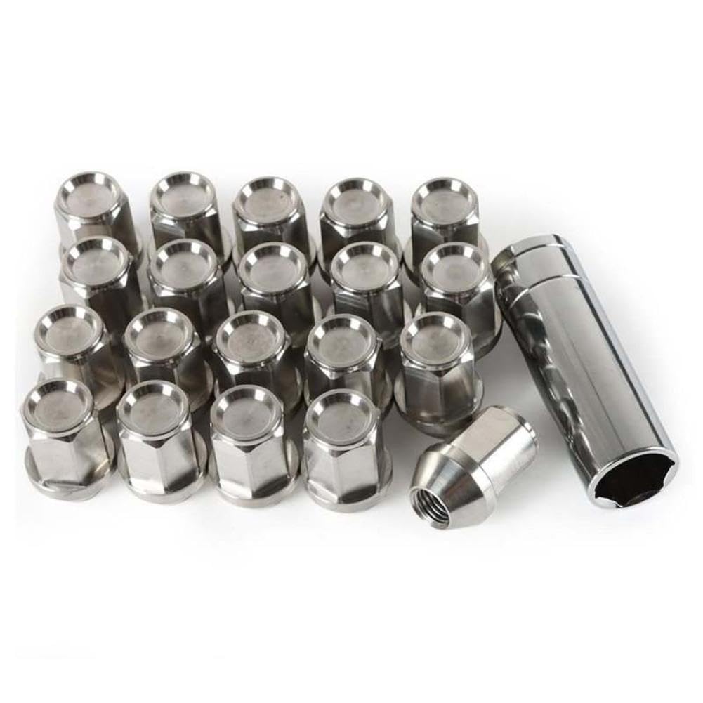 Universal 304 Stainless Steel Lug Nuts 20 Pack M12x1.5 Hex 19 Mm Length 35 Mm Compatible with Automotive Wheels