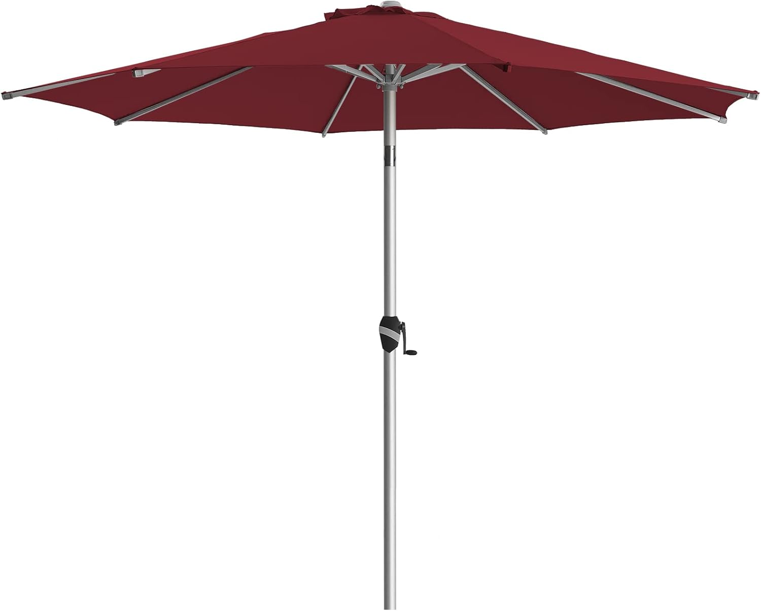 BLUU 9 FT Aluminum Outdoor Patio Umbrella, 5-YEAR Fade-Resistant Outdoor Market Table Umbrella with Push Button Tilt, for Pool, Deck, Garden and Lawn (Burgundy)