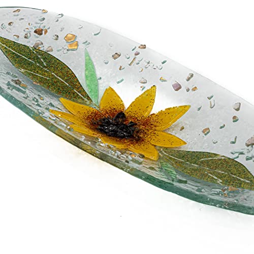 Sospiri Venezia Tidy Tray Ornament Plate Decor Floral Murano Glass Centerpiece Home Furnishing Decor Gift Handmade Made in Italy (Sunflower cm28x11 Oval) - Image 4