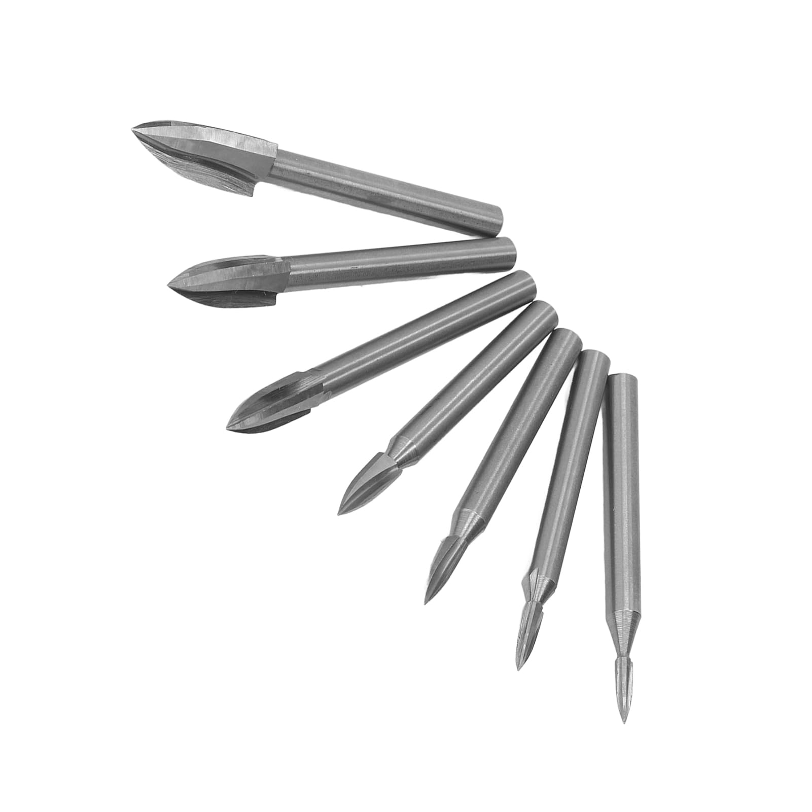 Engraving Bit, High Speed Steel Wood Carving Bits 7pcs Heavy Duty Various Head Sizes for Acrylic
