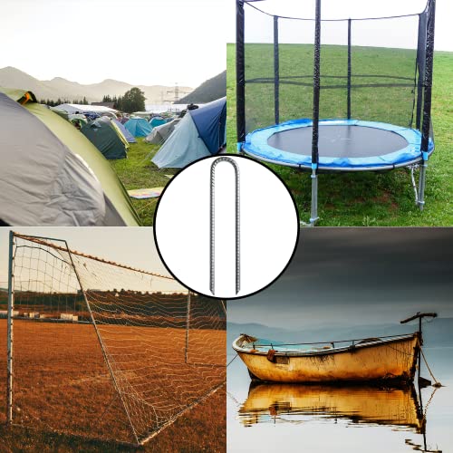 8 Pack Trampoline Stakes - 12 Inches U Shaped Trampoline Accessories Wind Stake, Galvanized Steel Trampoline Stakes Anchors High Wind for Trampoline Security