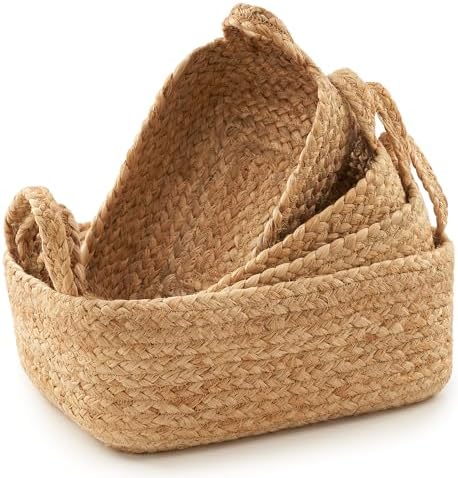 Beautiful Storage Basket Set of 4 - Natural Jute Rope Baskets for...