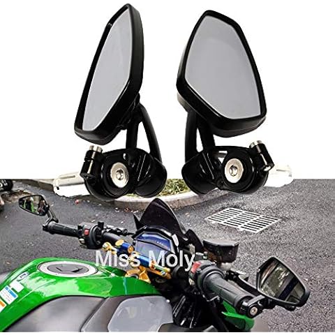 Motorcycle Bar End Side Mirrors 7/8" 22mm Aluminum Alloy Handlebar Rearview Mirrors for Scooter Cruiser Sport Bike(Black) Cover