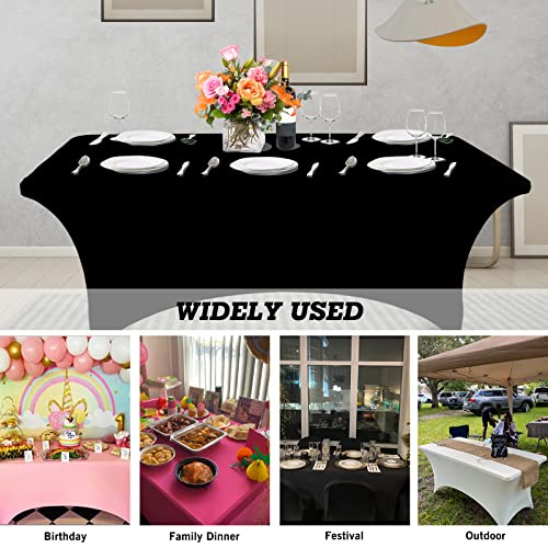 Iofryion 6Ft Royal Blue Stretch Spandex Tablecloth Fitted, Washable And Wrinkle Resistant Elastic Table Cover Rectangle Tablecloth For Birthday, Wedding, Banquet Or Parties #TOP5