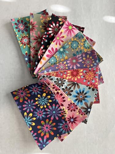 Inside/Outside Decorative Fabric Iron On Patches-Handmade in the USA - Assorted Set of 10 (Flower Power)
