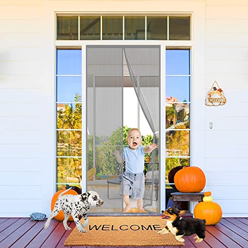 Rideau de Porte Antimoustique, 230 x 215 cm Fenêtres Anti Moustiques Mouches, Magnet Fly Screen Door Insect Protection Moustiquaire Porte【Gris】