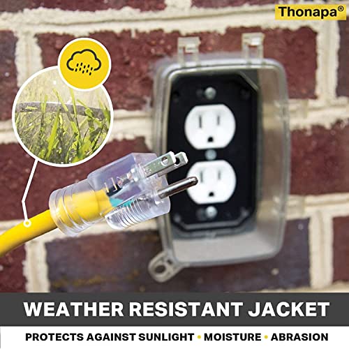 Thonapa 75 Ft 10 Gauge Extension Cord, Weatherproof Heavy Duty Outdoor Extension Cord 10 Awg 75’, Sjtw 3 Prong Lighted Plug 10/3 Yellow Cable 15 Amp, Great For Major Appliances & Garden Tools #TOP4