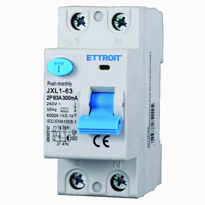 Interrupteur différentiel pur 2P 63A 300mA 220V-6KA classe A 300mA pour rail DIN - 2 modules DIN - Protection circuit et sécurité installations