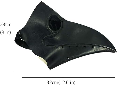 Miniatura 6 de PartyHop Máscara de goma negra para médico de la peste de la peste, máscara facial de látex de gas steampunk de nariz larga para Halloween, disfraz