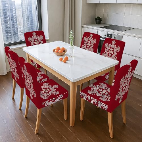 Housse de chaise flocon de neige extensible lot de 6 pour masquer les taches