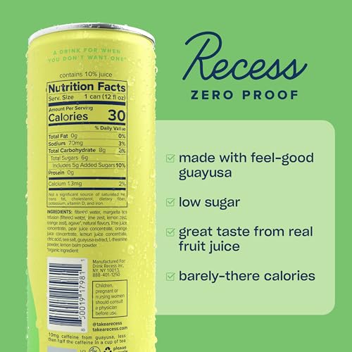 Image of Recess Zero Proof Non-Alcoholic Lime Margarita Mocktail, 12 Pack