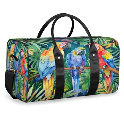 Parrot Bird Travel Bag for Men Women, Gym Duffle Bags for Travel, Carry On Luggage Bag, Weekender Overnight Workout Bags