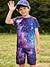 Funnycokid Boys Shirts Size 10-12 Purple Galaxy Girls Space T-Shirts Clothes Tops Tees Graphic Short Sleeve Birthday Cool 9-12 Years Youth