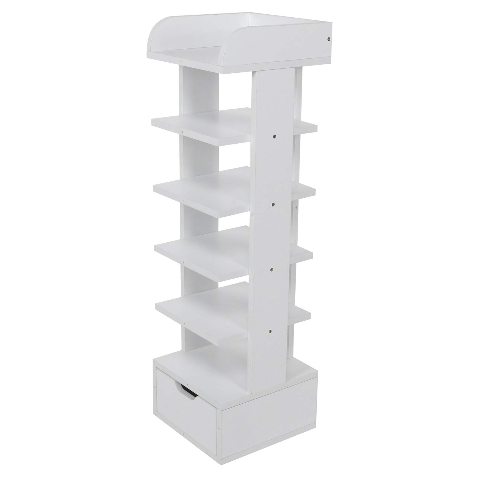 Cocoarm Półka na Buty Płyta Wiórowa Organizer na Buty 6-warstwowa Pionowa Półka do Przechowywania z szufladą 27,5 X 27,5 X 94, Cm do Przedpokoju, Przedpokoju, Szafy w Sypialni