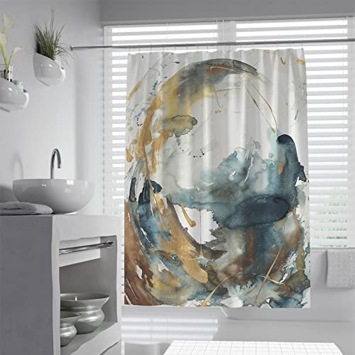 Comparativas de Mamparas para baño precios los mejores 5. 31 Bywoo Decor Cortina de Ducha de abstracción Moderna Cortina de mampara de baño de Tela de Textura de mármol Ojales de Metal Cuidado fácil, incluidos los Anillos Gancho...