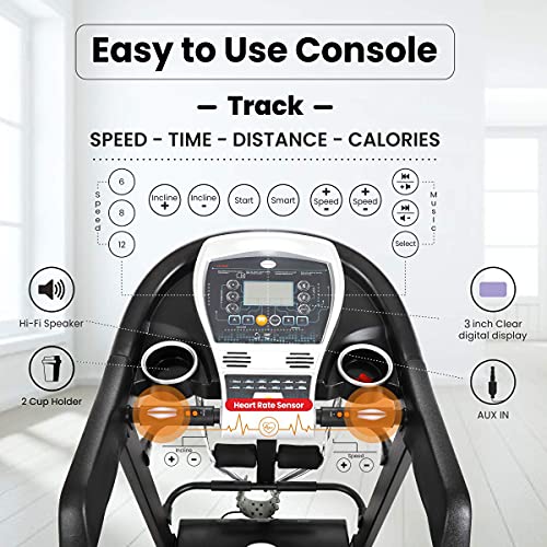 Image of SPARNOD FITNESS STH-4200 (4.5HP Peak DC Motor) Foldable Treadmill for Home Use Free Installation | Cardio Benefits | Auto-Incline Multifunction, Massager, Twister & Dumbbells Max User Weight: 120 Kg