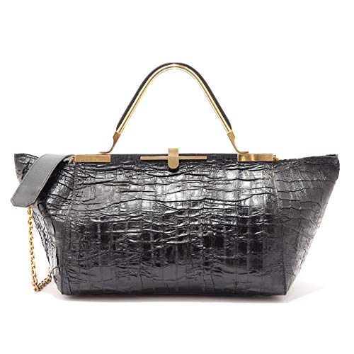 Sac en cuir d'anguille noir Zanchetti Amleto luxe intemporel pour femme sans dustbag