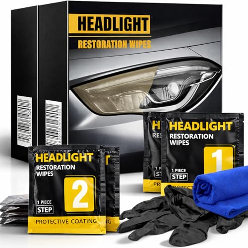 TIEDXIOY Headlight Restoration Kit, 2-Step Headlight Cleaner & Protective Coating Wipes, Removes Oxidation & Restores Clarity, Long-Lasting UV Protection, Headlight Polish No Tool Required