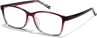VIEWBETTER Purple Clear Real Glass Reading Glasses Natural Crystal Stone/Smoky Quartz - Scratch Resistant UV400 Protection