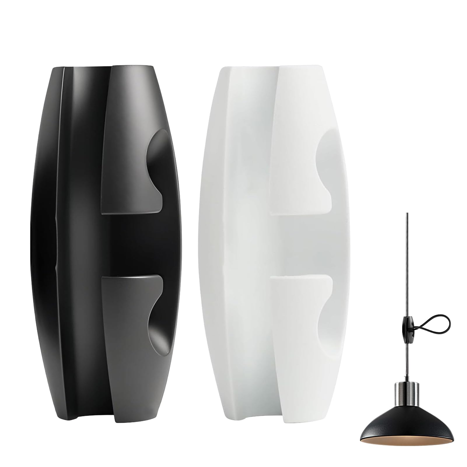 Terraxis 2 Stück Kabelkürzer für Pendelleuchten, Beleuchtungskabelverkürzer, Pendelleuchte Kordellängenversteller, Kompatibel mit Kabeldurchmesser 6.5-7.5 mm(Schwarz + Weiß