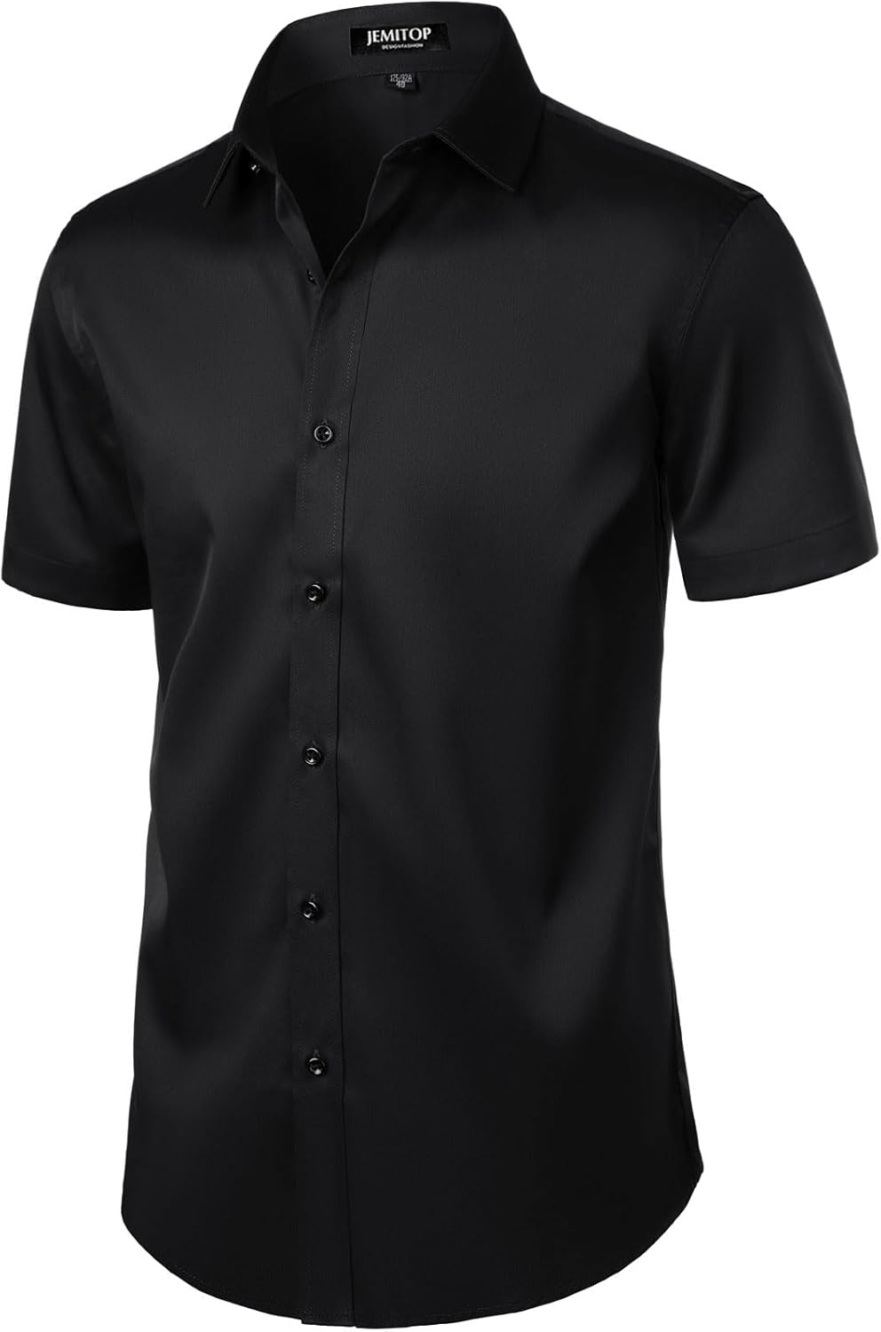 JEMITOP Men's Stretch Wrinkle Free Dress Shirts Formal Wedding Prom Short Sleeve Slim Fit Button Down Shirt - Image 2