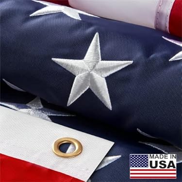 AMAZON - American flag 10×15 Ft Made in USA, Thicken American Flags for Outside 10×15, Heavy Duty Durable US Flag, Fade Resistant American Flags for Outside, USA Flag with Embroidered Stars
