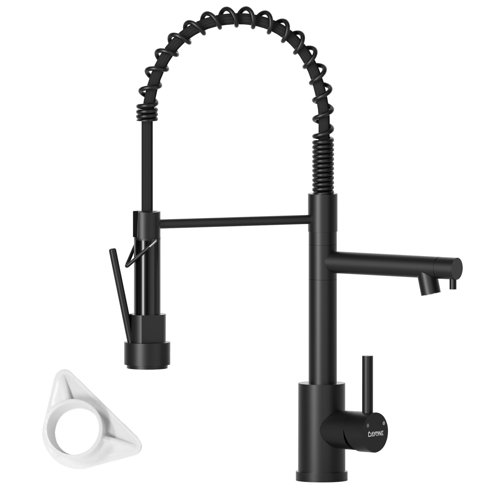 DAYONE Black Kitchen Tap with Two Spouts, 2025Upgrade Spring 360° Swivel Pull Down Kitchen Sink Mixer Tap, SUS304 Stainless Steel Commercial Kitchen Sink Tap with 2 Mode, UK G1/2 Kitchen Faucet