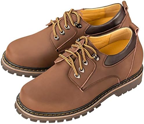 TOTO Men's Invisible Height Increasing Elevator Shoes - Brown Leather Lace-up Casual Low Top Work Boots - 3.2 Inches Taller - F70272 - Size 8 D(M) US | Image 3