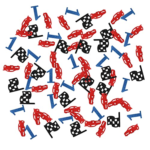 INNORU Fast One Konfetti Glitzer, Rennauto 1. Geburtstag Tischkonfetti Geburtstag Geschlecht Enthüllung Papier Streuung Baby Shower Race Auto Tischdekorationen Konfetti 120pcs