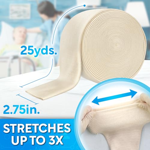 Image of Tubular Bandage, 2.75 inch x 25 yds / 75 ft,Stockinette Tubing for Ankles and Knees, Tubi Grip Size C Reusable Elastic Bandage Sleeve, Compression Tubes for Knees and Upper Arm