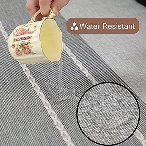 Nappe grise de cuisine au style bohème chic avec pompons - 3