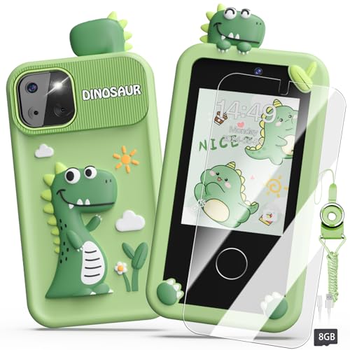 Image of Luyiilo Kids Smart Phone Toys for Boys,Dinosaurs Gift Toys for Boys Ages 3-9 Christmas Birthday Gifts Mini Smart Phone Toys With 2.8" Touchscreen 16 Learning Games Dual Camera Music Player, 8G SD Card
